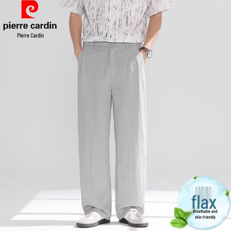 Pierre Cardin Męskie casualowe spodnie z mieszanki lnu