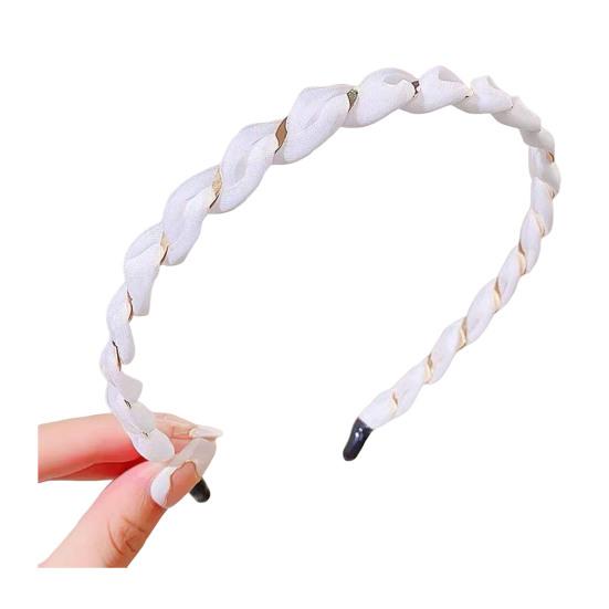 

Women Headband Anti-Slip Teeth Mesh Yarn Twist Soft Braided Texture Hair Hoop Washing Face Headband Hair Accessory бежевий