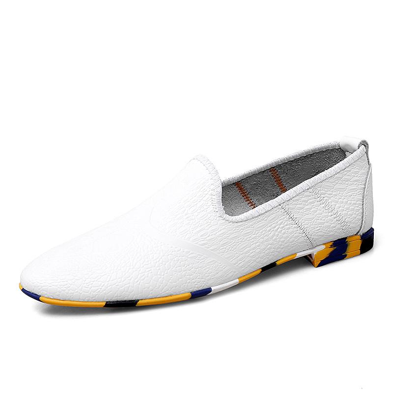 Fashion Mens Genuine Leather Shoes Elegant Slip-On Shoe Vintage Casual Shoes Men Classic Lightweight Male Loafers Driving Flats