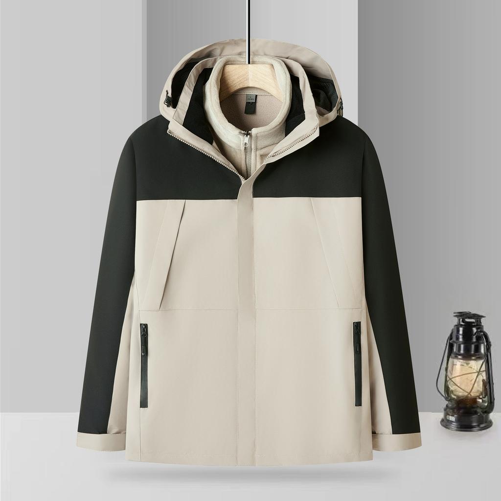 Thickened Silver Fox Velvet Three-in-one Waterproof and Windproof Camping and Mountaineering Detachable Overalls