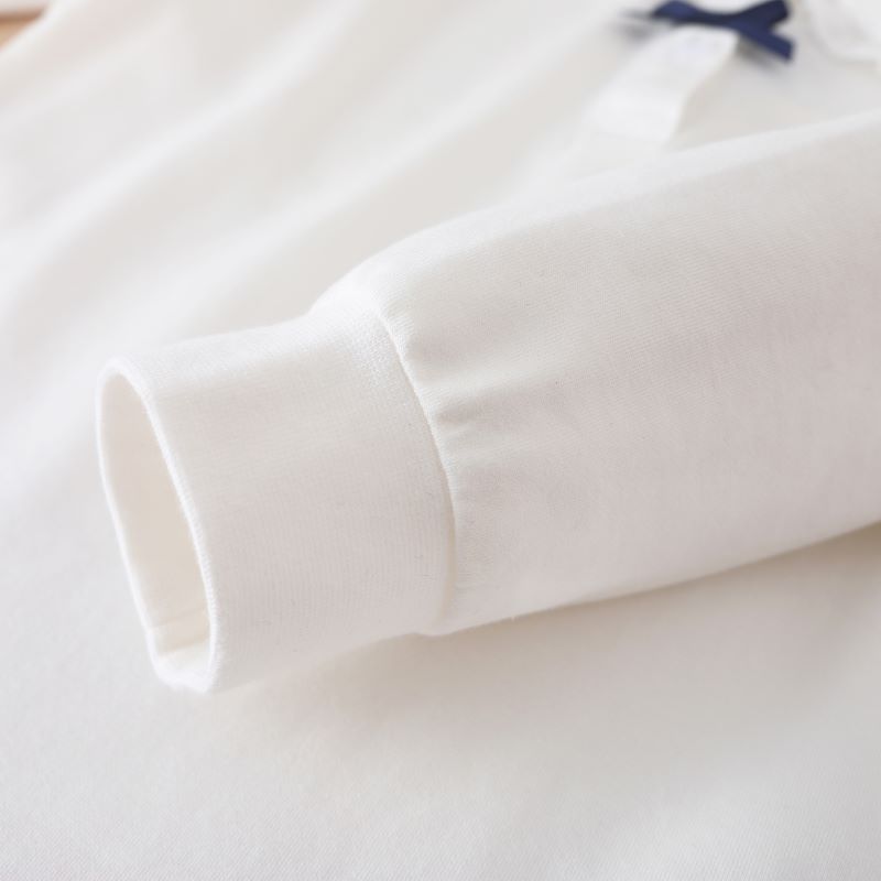 Meninas Camiseta de manga comprida Crianças Camisa polo Cor sólida Algodão Bebê Gola virada para baixo Top com laço bonito 6-14 anos Primavera Outono Crianças Roupas bonitas