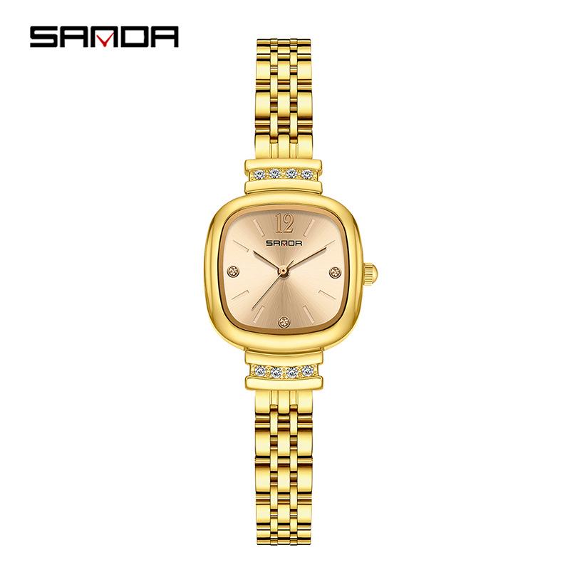 Sanda 7052 Women's Square Quartz Watch - High-End, Light Luxury with Exquisite Leather Strap