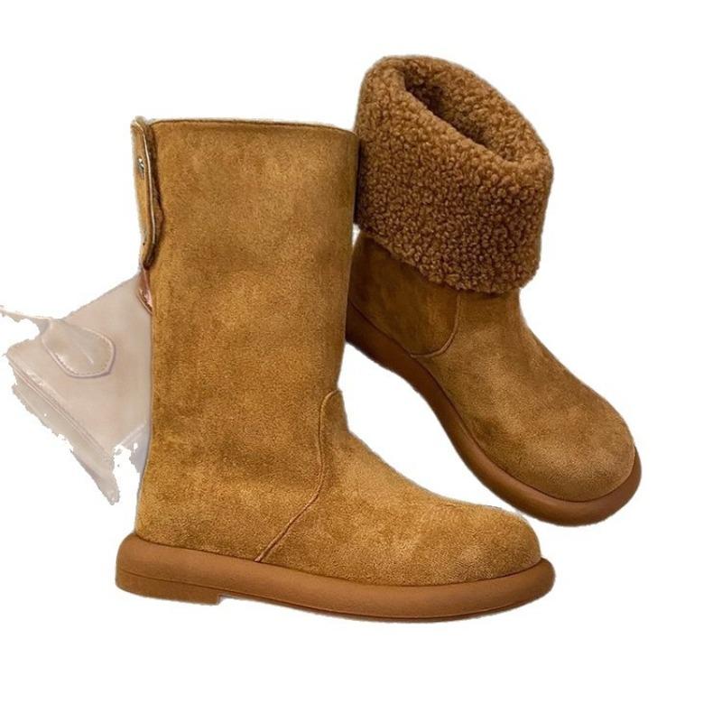 Flat Snow Boots for Women, Thickly Lined Wool Boots, New Mid-calf Boots, Woolen Shoes