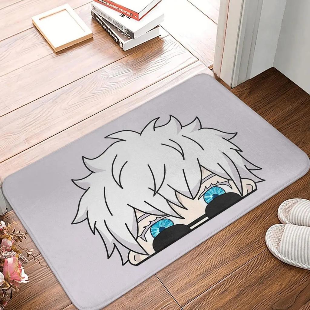 Jujutsu Kaisen Gojo Satoru Home Entrance Doormat Decor Kitchen Hallway Balcony Rugs Living Room Carpet Flannel Bathroom Foot Pad