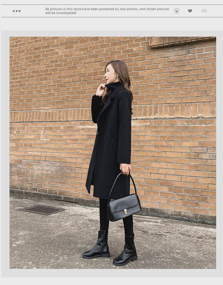 Women's Slim Fit Double-Faced Cashmere Wool Coat, 2024 High-End, Small Sizes Available