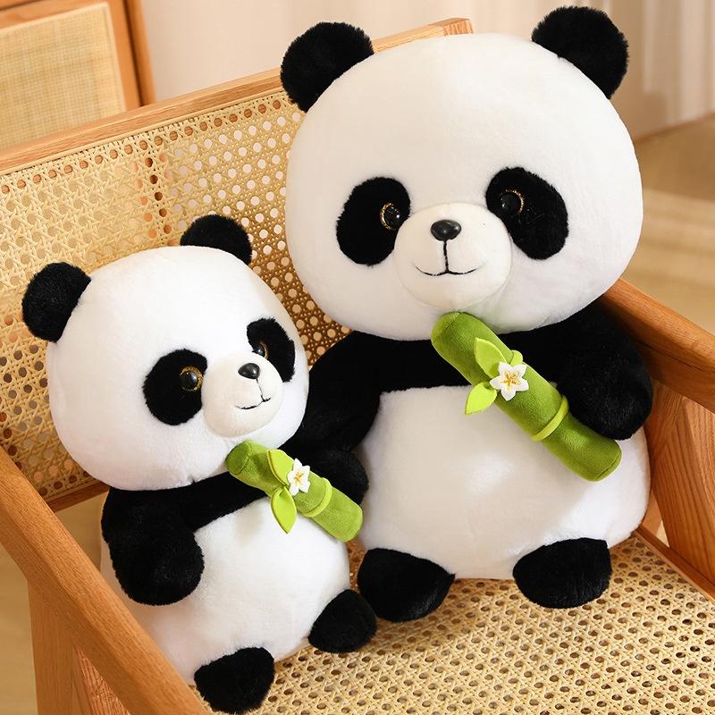 Cute Panda Plush Toy Stuffed Animal Doll Bamboo Shoot Flower Bear Gift For Girls And Kids