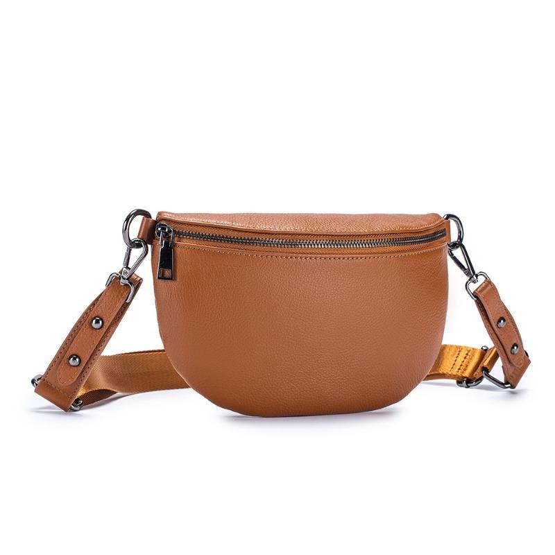 Leather Large-capacity Fanny Pack Women's Premium Messenger Bag New First-layer Cowhide Trendy Breast Bag Simple Shoulder Bag
