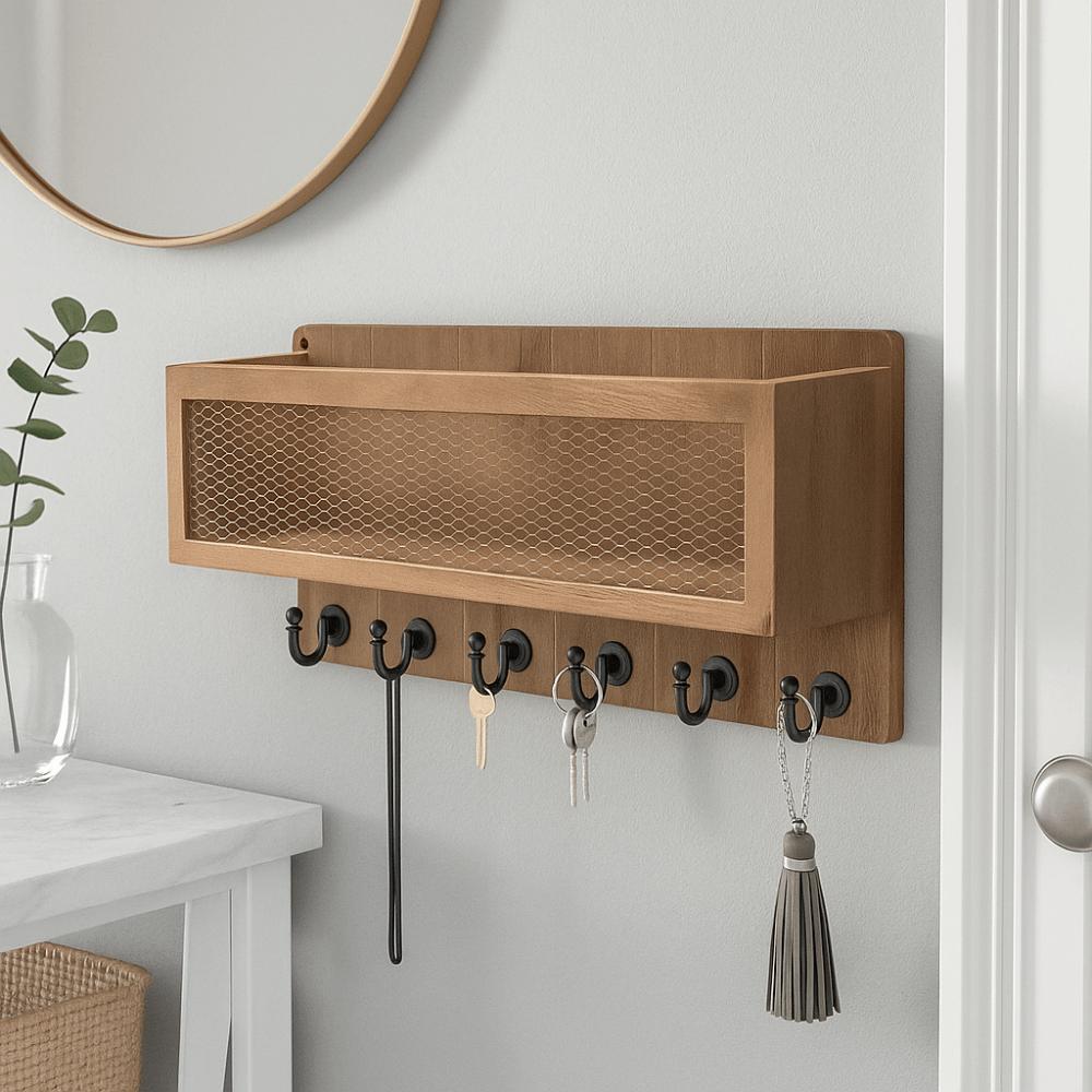 Vintage Key Rack Wall Mounted Storage Shelf Multifunctional Wall Rack  Home Organization