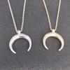Exquisite Stainless Steel Necklace Half Moon Pendant Valentine'S Day Gift