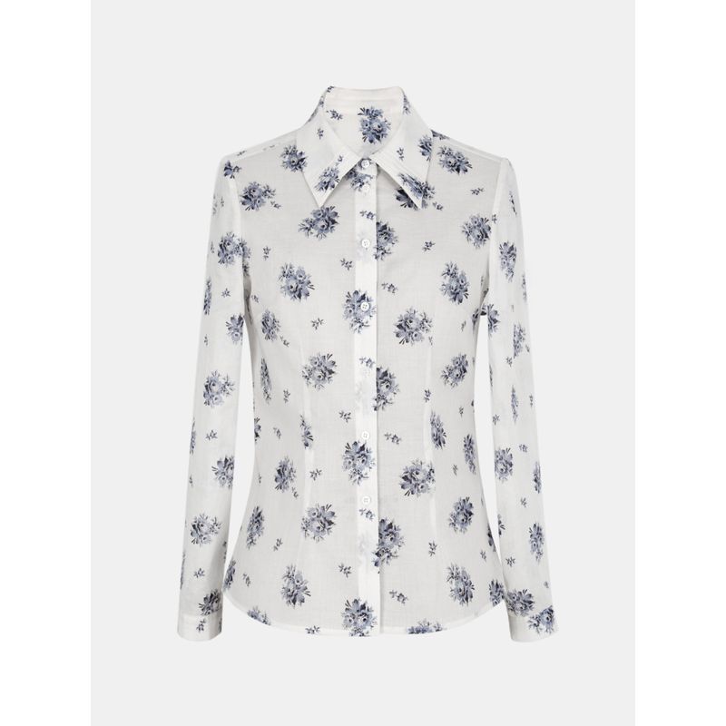 

Blue Rose Plus Size Women s Spring/Summer New Arrival Cotton Long Sleeves Print Shirt Single-Breasted Lapel Shirt Orange L