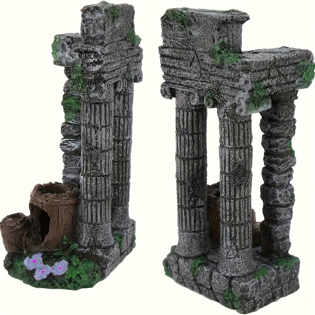 Crafts, Aquarium Decoration Roman Columns, Simulation Resin Vintage Ruins Roman Column Fish Tank Hideout Landscape Ornament