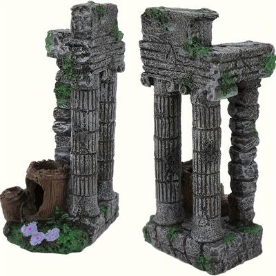 Artesanato, Decoração de aquário Colunas romanas, Simulação de resina Ruínas vintage Coluna romana Aquário Esconderijo Paisagem Ornamento
