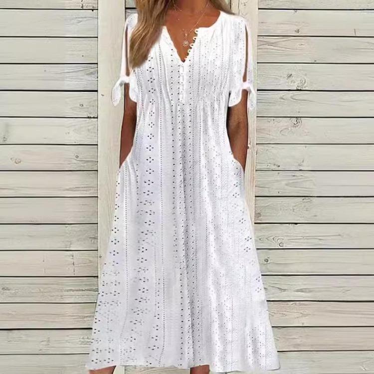 Fashion New Loose Fit Casual Dress High Waisted Embroidered