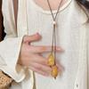 Ethnic Gradient Acrylic Water Drop Pendant Necklace - Light Luxury Adjustable Clavicle Chain for Women