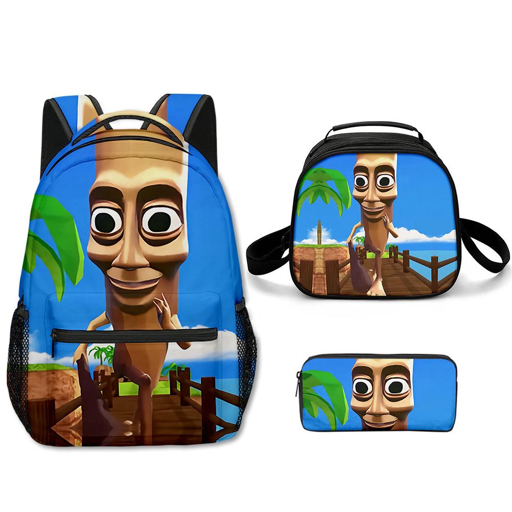 Popolare Novità Cartone Animato Cool tungtungtung Stampa 3D Set da 3 Pezzi Zaini Scolastici per Studenti Zaino per Laptop Borsa a Tracolla Borsa Pranzo Astuccio