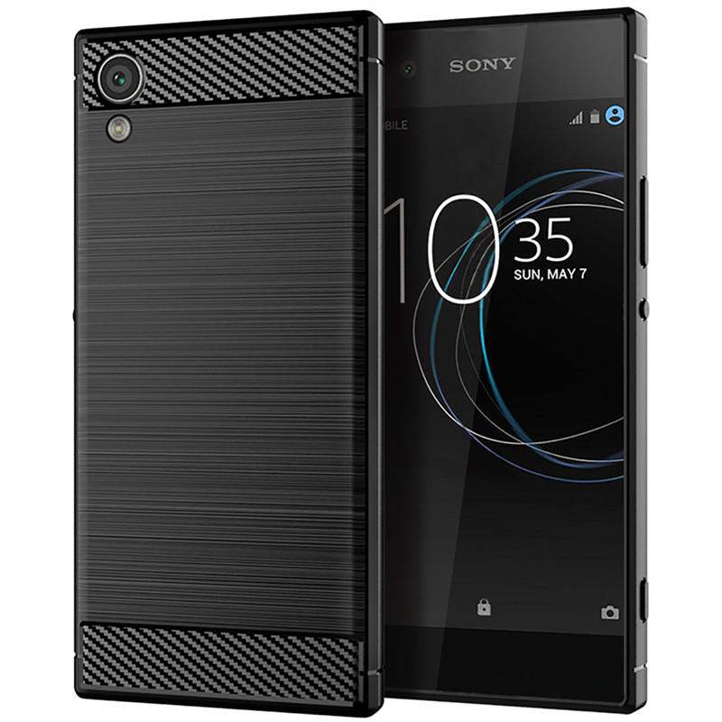 Funda de silicona a prueba de golpes para Sony Xperia XA1 Plus XA1+, funda de fibra de carbono para Sony XA1 Plus, carcasa trasera.