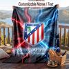 Flannel Blanket Atletico Madrid Print Custom Name Text Soft Throw for Sofa Bed