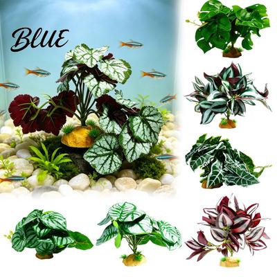Gecko Habitat Accessories Artificial Reptile Terrarium Plant Waterproof PVC Simulation Greenery with Weighted Foliage Base Decor for Geckos Lizards