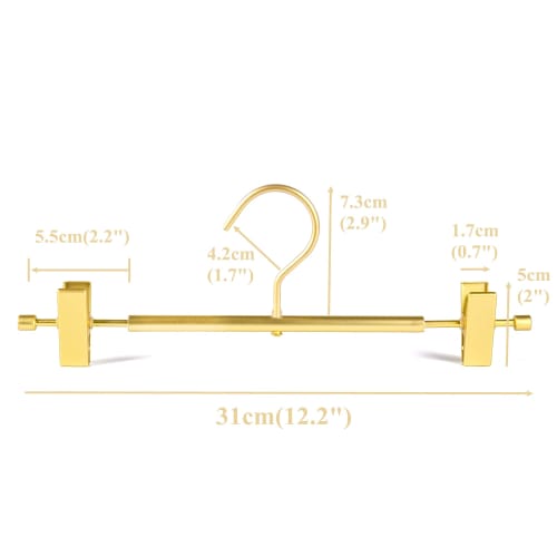 Amber Home Ultra-Lightweight Gold Trouser Hangers, 10-Piece Set, for Skirts, Bottoms, Pants, Slacks, and Towels, Durable Metal Hangers with Adjustable