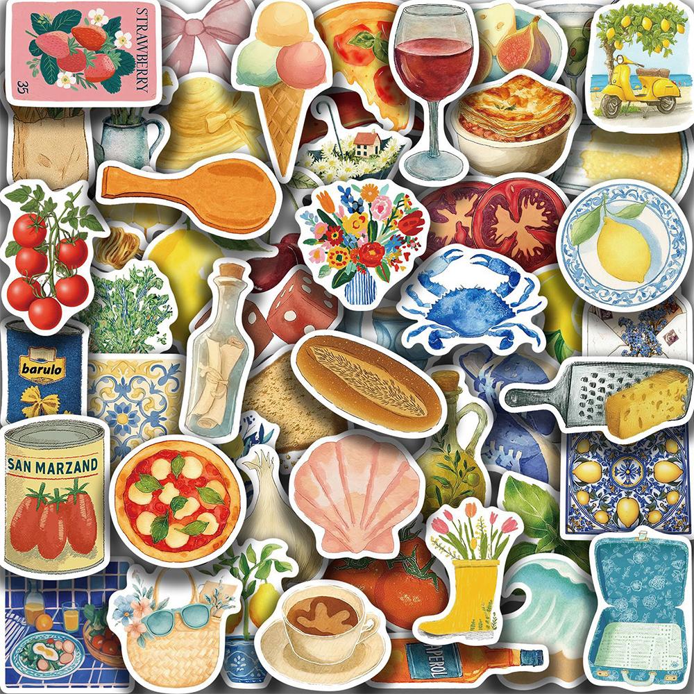 10/30/50pcs Cute Mediterranean Tomato Cartoon Stickers Creative Aesthetic Art Decals Luggage Phone Helmet Decoration Sticker Toy