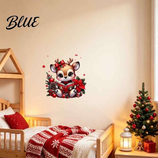 Creative Seasonal Wall Murals Christmas Deer Sticker PVC Elk Decal for Glass Windows Holiday Winter Theme Stickers Home Decor Waterproof Removable