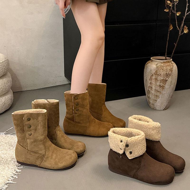 Inner heightening velvet short boots cotton shoes for women's new winter warm Martin boots leather snow boots for women