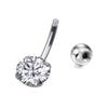 Peach Heart & Star Zircon Stainless Steel Belly Button Ring
