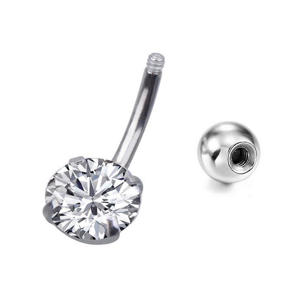Peach Heart & Star Zircon Stainless Steel Belly Button Ring