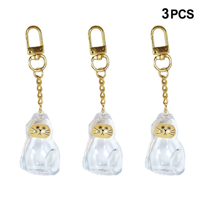 

3/6Pcs Cute Cat Hair Storage Box Keychain Transparent Pets Hair Capsule Diy Keyring Pendant For Pet Lover Souvenir Collection A4