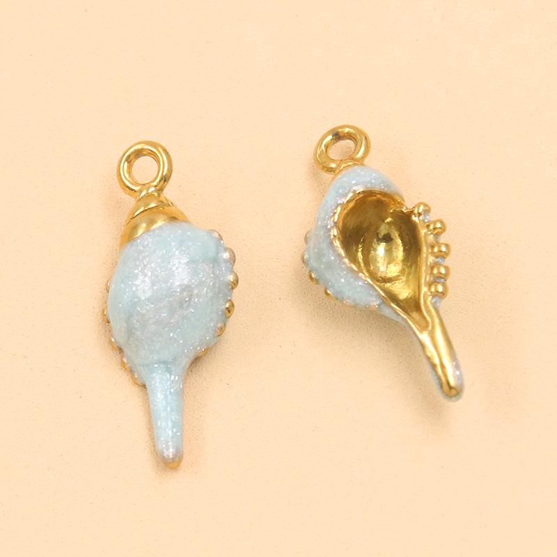 Ocean-Themed Stainless Steel Seashell Conch Pendant Jewelry Accessories