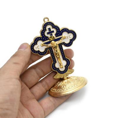 New Crucifix Figurine Metal Christ On The Stand Table Cross With Stand For Prayers Home Chapel Church