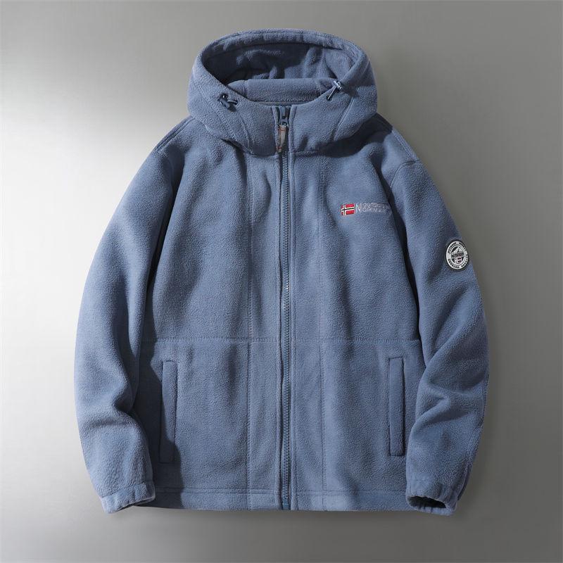 Men's and Women's Embroidered Warm Hooded Winter Fleece Jacket 8918 - Popular Internet Celebrity Style