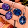 Jewelry Copper Bottom Gold-Plated Simulation Blue Spinel Premium Egg-Shaped Set Women'S Stone 15 * 20