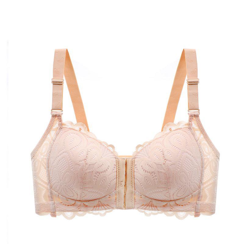 Plus Size Front Closure Lace Bra - Thin, Comfortable, Wire-Free Design for Extra Support