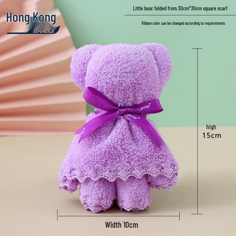 Coral Fleece Bear Towel - Handcrafted Exquisite Gift for Weddings, Anniversaries, and Events