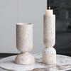 Wabi-Sabi Imitation Travertine Marble Candlestick for Tea Room & Desktop Decor