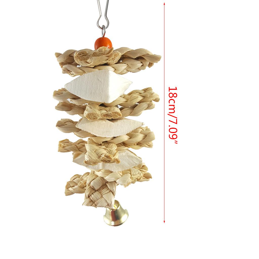 Natural Grass Woven Cuttlebone Bite Toys for Pet Parrot Macaw African for Grey Budgies Cockatoo Parakeet Cockatiels Conu