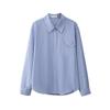 Korean blue striped thin shirt women's spring and autumn new retro loose design niche long-sleeved shirt top