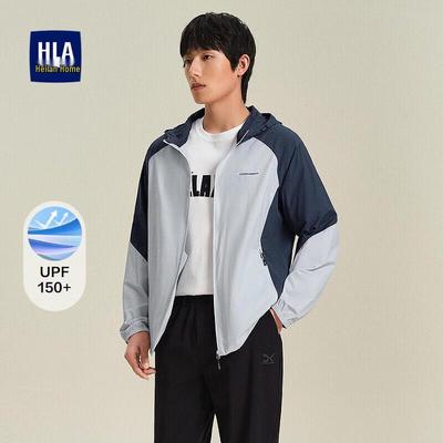 HLA Men's UPF100+ Lightweight Paneled Hooded Sun Protection Jacket