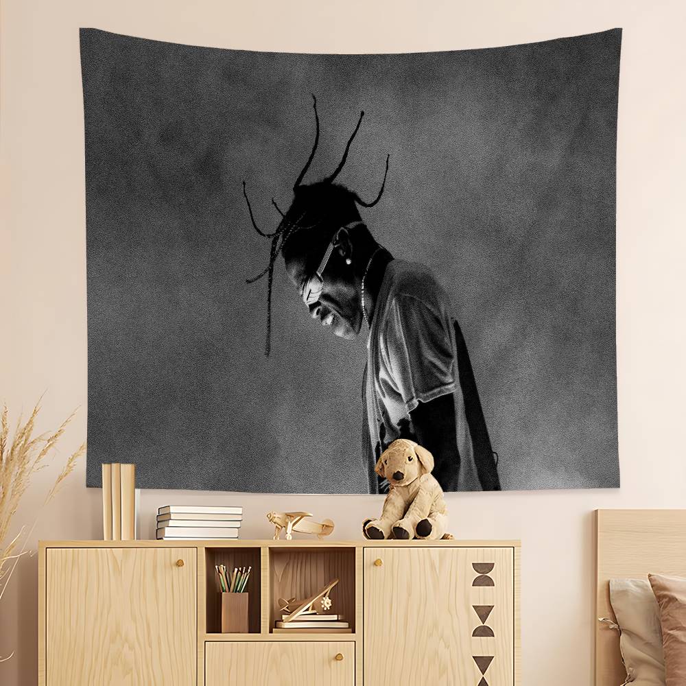 Hot Rapper TTravis SScottS Printed Large Wall Tapestry Art Science Fiction Room Home Decor Decor Blanket
