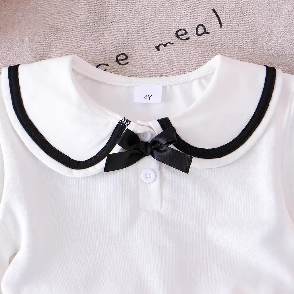 Girls' Fashionable White Outfit - Summer Children's Princess Short-sleeved T-shirt + Short Skirt Set