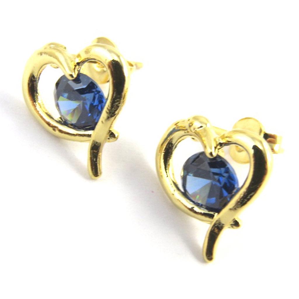 Les Trésors De Lily [M6458] - Golden Blue 'Love' Designer Earrings