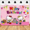 Cat Girls Baby Shower Backdrop Happy Birthday Party Photo Background Banner