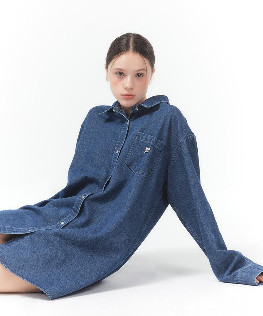 Potipo [W] Oversized Linen Denim Shirt Dress
