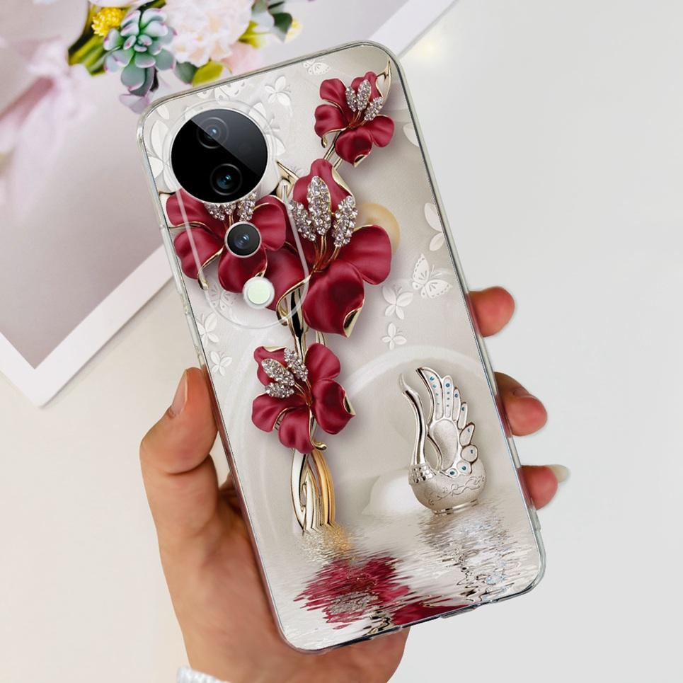 Flower Butterfly Women Fashion Back Cover For Vivo S19 Pro 5G V2362A Phone Funda Transparent Soft TPU Slim Silicone Bumper Etui