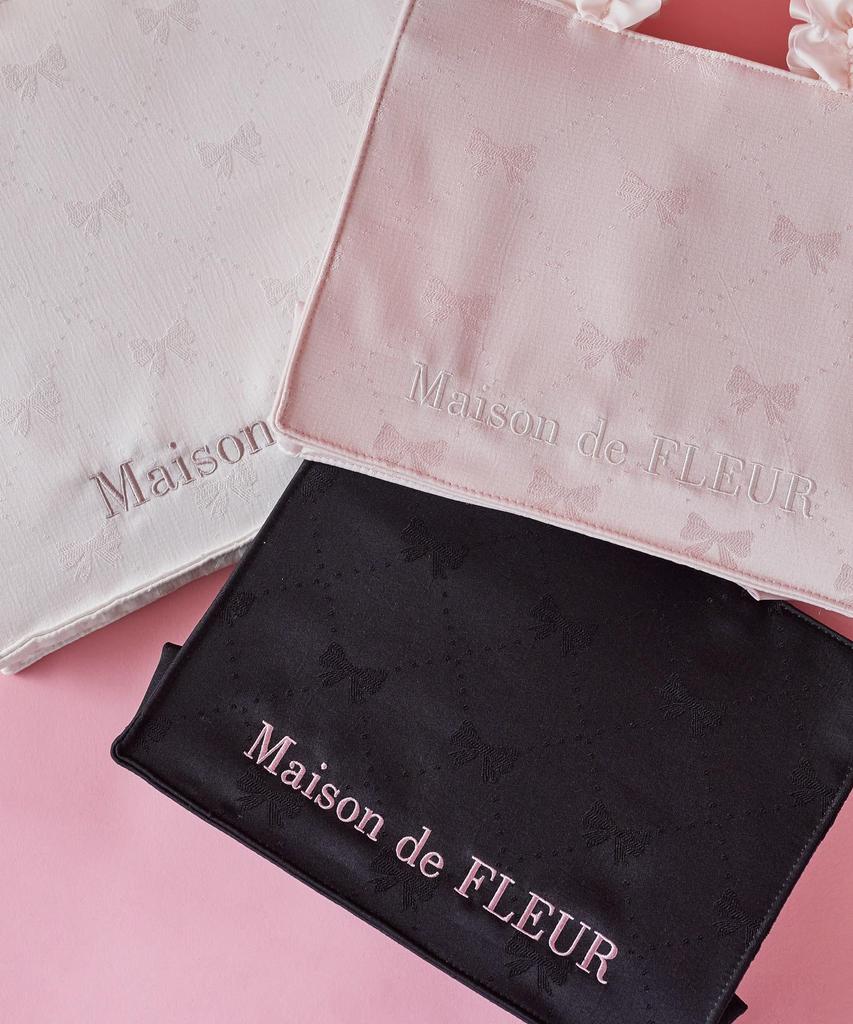 Maison De Fleur Tote Bag, E-commerce Exclusive Ribbon Pattern Jacquard Square Tote, Small, Women's, Pink
