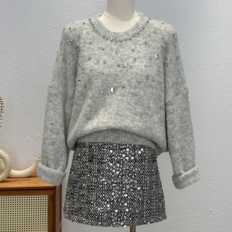 Sweater for Women Autumn Winter Thickened  Warm Knitted Stretchy Long Sleeve Oversize Tops