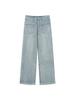 Fleece-Lined Thickened Wash Slim-Fit Wide-Leg Floor-Length Straight Jeans for Autumn/Winter