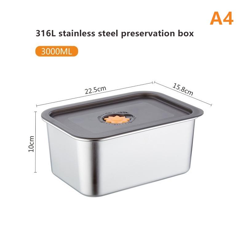 Stainless Steel Food Crisper Sealed Leak-Proof Box Refrigerator Freezer Storage Box Bento Organize Box