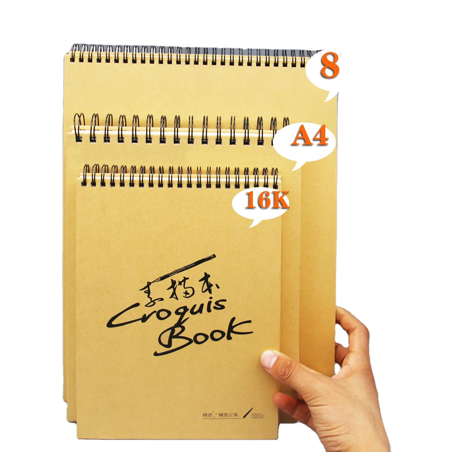 Eco Friendly Sketch Paper A4 A5 A6 Kraft Paper Cover Journal  Spiral Notebook Sketchbook A3